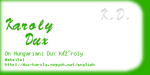 karoly dux business card